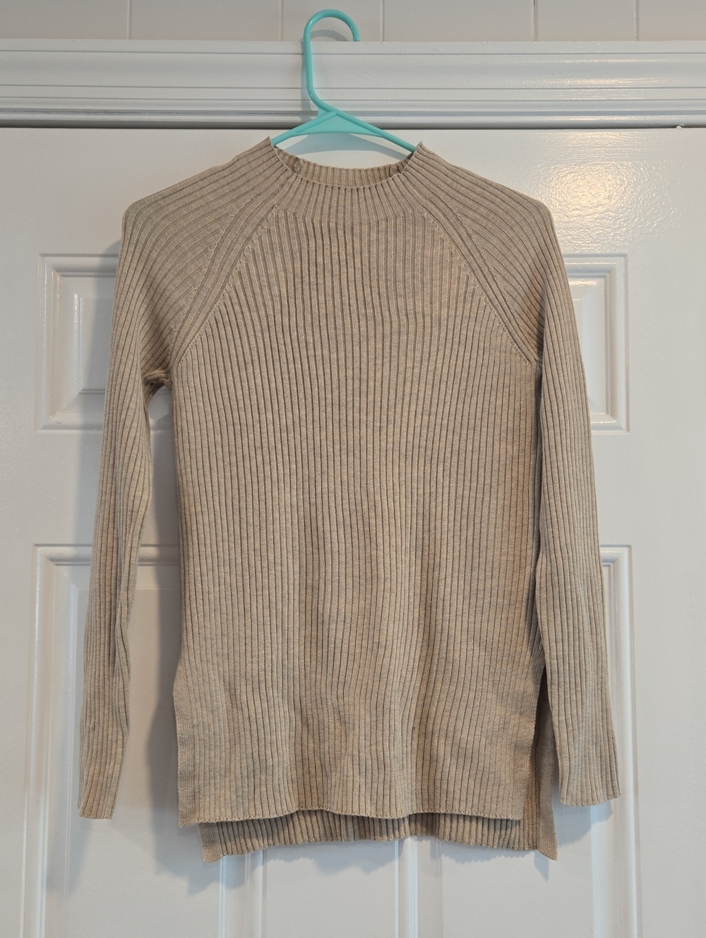 Elie Tahari Beige Ribbed Cashmere-Blend Sweater XS